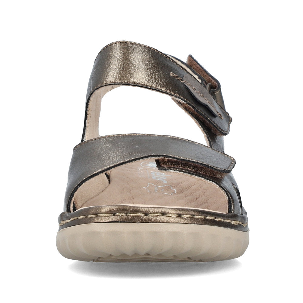 62741 Beige Platine, Sandales compensées Rieker 62741 Beige Platine, Sandales compensées Rieker