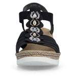 Load image into Gallery viewer, Rieker 619B2-00 Dress Wedge Sandals
