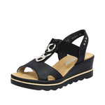 Load image into Gallery viewer, Rieker 67498-00 Dress Wedge Sandals
