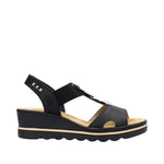 Load image into Gallery viewer, Rieker 67498-00 Dress Wedge Sandals

