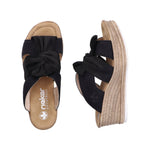 Load image into Gallery viewer, Rieker 68789-00 Black Wedge Sandals

