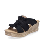 Load image into Gallery viewer, Rieker 68789-00 Black Wedge Sandals
