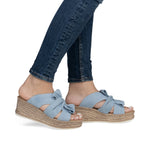 Load image into Gallery viewer, Rieker 68789-10 Aqua Wedge Sandals
