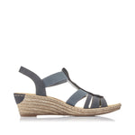 Load image into Gallery viewer, Rieker 62436-14 Navy Wedge Sandals
