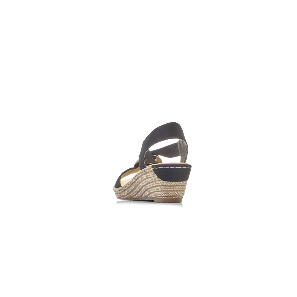 Rieker 624H6-00 Wedge Black Sandals