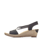Load image into Gallery viewer, Rieker 624H6-00 Wedge Black Sandals
