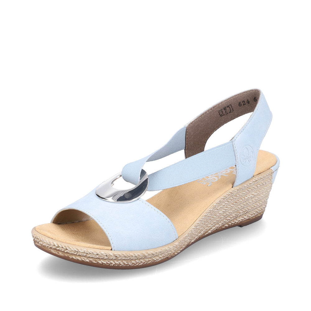 Rieker 624H6-10 Blue Wedge Sandals