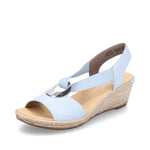 Load image into Gallery viewer, Rieker 624H6-10 Blue Wedge Sandals
