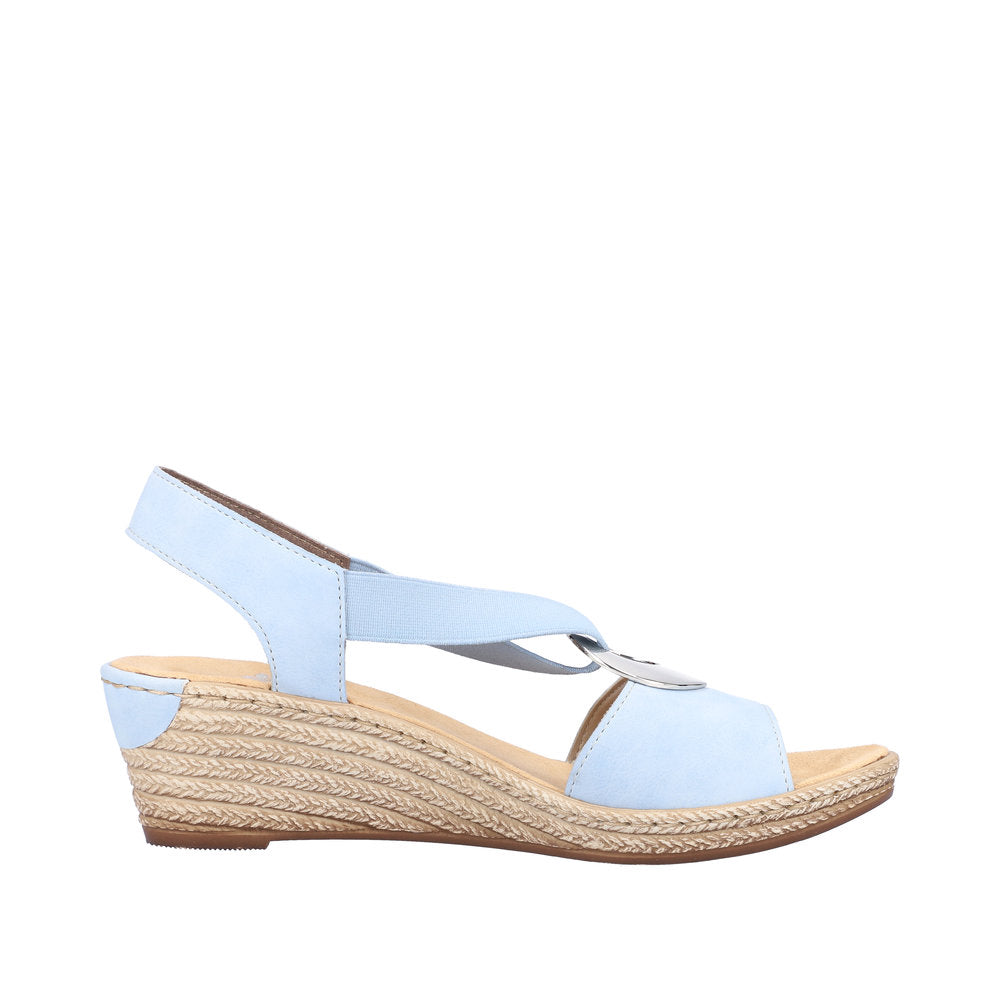 Rieker 624H6-10 Blue Wedge Sandals