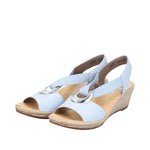 Load image into Gallery viewer, Rieker 624H6-10 Blue Wedge Sandals
