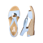 Load image into Gallery viewer, Rieker 624H6-10 Blue Wedge Sandals

