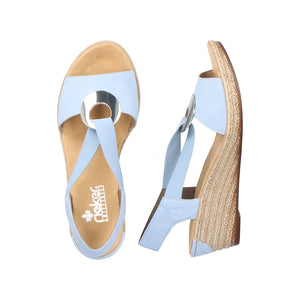 Rieker 624H6-10 Blue Wedge Sandals