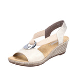 Load image into Gallery viewer, Rieker 624H6-60 Beige Wedge Sandals
