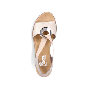 Rieker 624H6-60 Beige Wedge Sandals