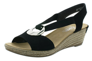 Rieker 624H6-00 Wedge Black Sandals