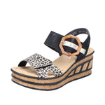 Load image into Gallery viewer, Rieker 68176-00 Dress Wedge Sandals
